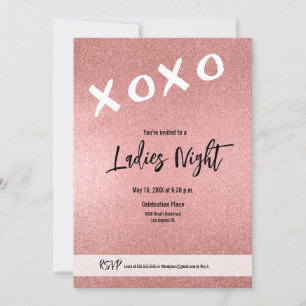 Ladies Night XOXO rosa roségold glänzend Custom Einladung