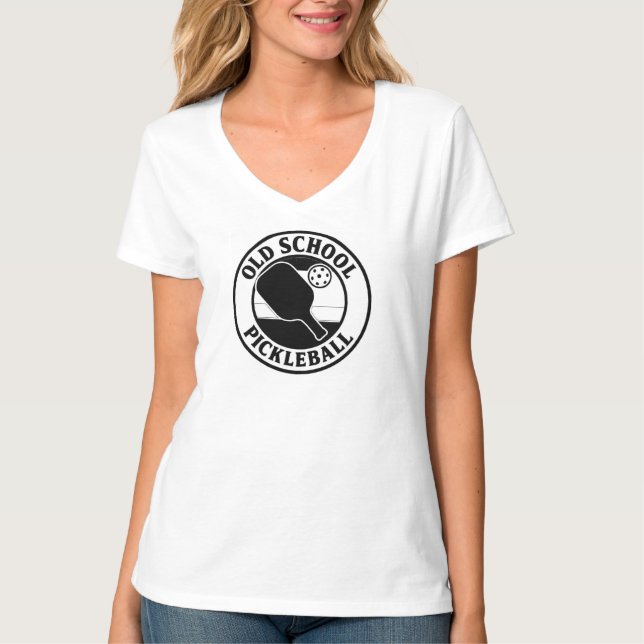 Ladies Old School Pickleball T-shirts . (Devant)