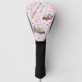 Ladies Pale Pink Golf Cart Pattern  Golf Headcover