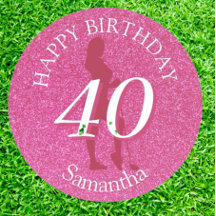 LADIES PINK GLITTER BIG BIRTHDAY