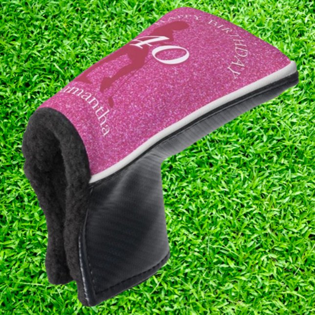 LADIES PINK GLITTER BIRTHDAY GOLF HEADCOVER (Perfect for adding sparkle to their game and making every swing stylish. Check it out!)