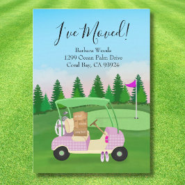 Ladies Pink Golf Cart Moving Boxes Golf Course  Ankündigung