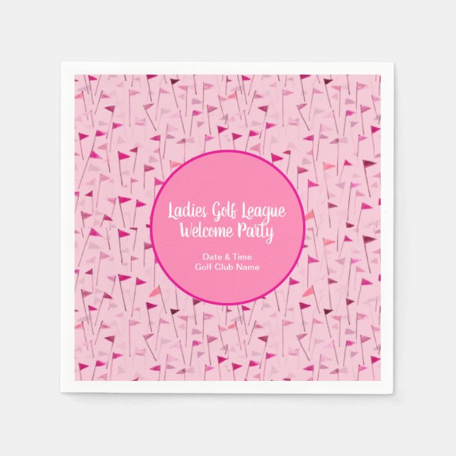 Ladies Pink Golf Flag Paper Napkins Serviette (Vorderseite)