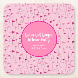 Ladies Pink Golf Flag Party Coaster Rechteckiger Pappuntersetzer