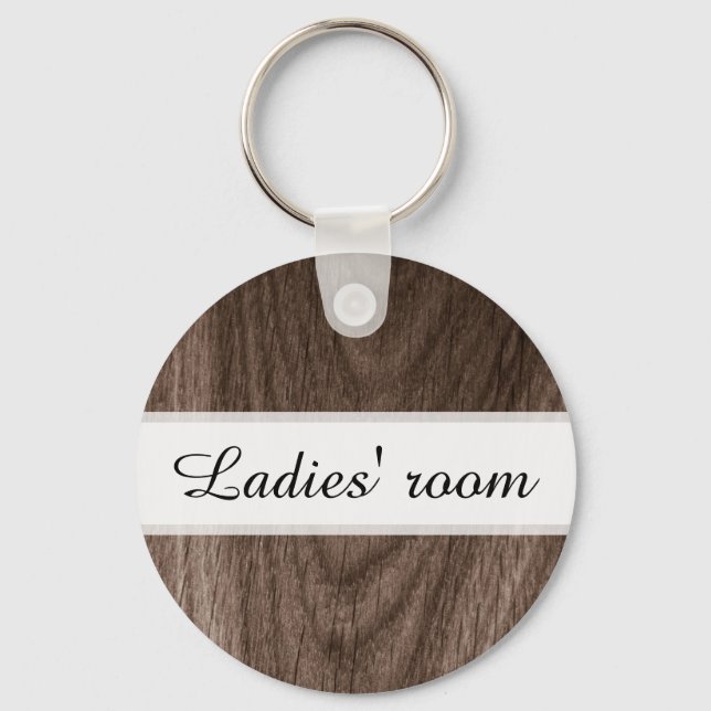 Ladies room bathroom keychain, brown wood grain schlüsselanhänger (Vorderseite)