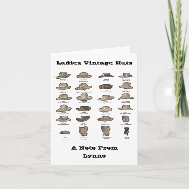 Ladies Vintage Hat Personalized note card (Vorderseite)