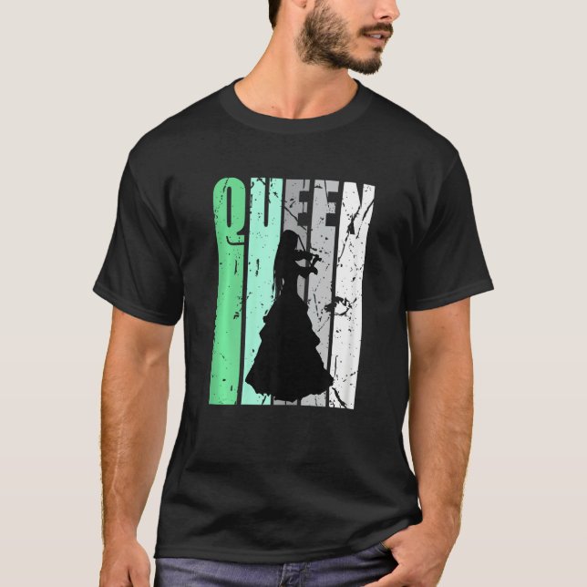 Ladies Violinist Queen Cute Cool Design Motivate V T-Shirt (Vorderseite)
