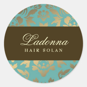 Ladonna Damask Brown Topaz Runder Aufkleber