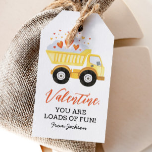 Ladung Fun Dump Truck Kids Valentinstag Geschenkanhänger