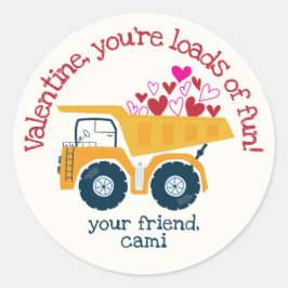 Ladung Fun Dump Truck Valentine Aufkleber