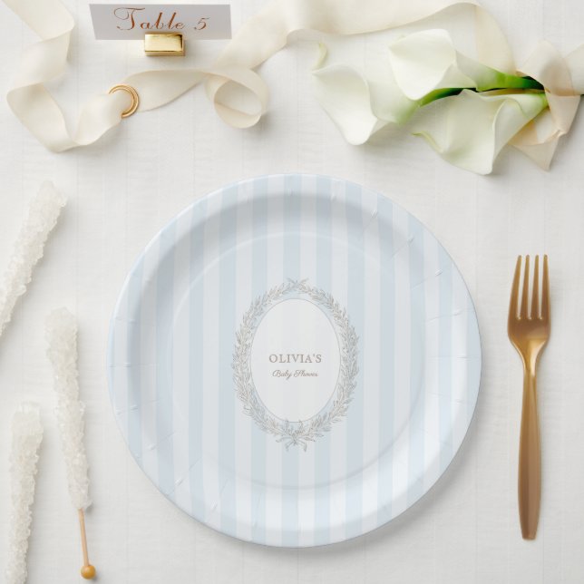 Laduree French Caffee Patisserie Bonjour Bebe Blue Pappteller (Hochzeit)