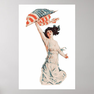 Lady 4. Juli American Flag Lady Poster