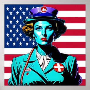 Lady America. Flaggenfrau der USA Poster