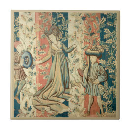 Lady and Gentlemen Mittelalter Fliese