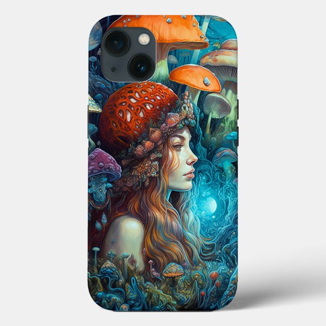 Lady and Mushrooms Surreal Fantasy Art Case-Mate iPhone Hülle (Rückseite)