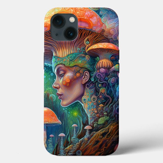 Lady and Mushrooms Surreal Fantasy Art Case-Mate iPhone Hülle (Rückseite)
