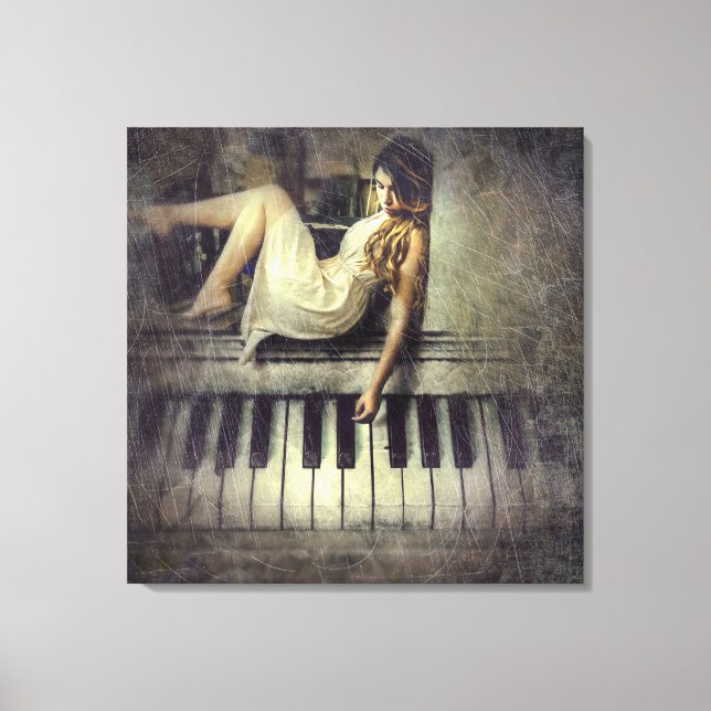 Lady and Piano Keys Leinwanddruck (Vorderseite)