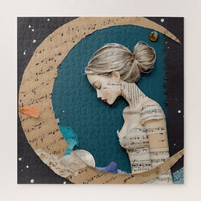 Lady and the Moon Collage (Vertikal)