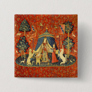 Lady and The Unicorn mittelalterlicher Teppich: Fr Button