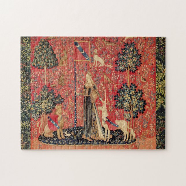 LADY AND UNICORN Lion,Fantasy Flowers,Animals (Horizontal)