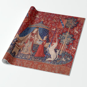 Lady and Unicorn Medieval Tapestry Desire Geschenkpapier
