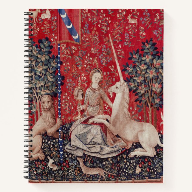 Lady and Unicorn Medieval Tapestry Sight Notizbuch (Vorderseite)