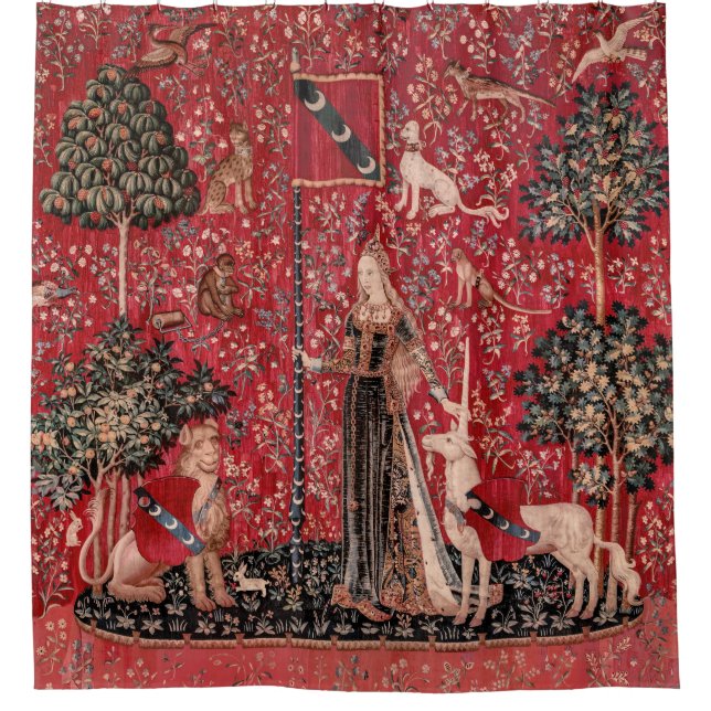 Lady and Unicorn Medieval Tapestry Touch Duschvorhang (Vorderseite)