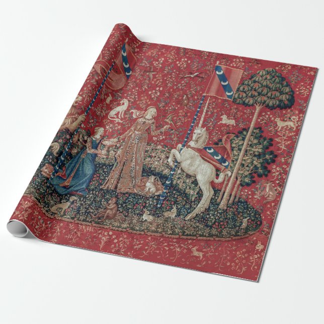 Lady and Unicorn Mittelalterliche Tapestation Gesc Geschenkpapier (Ungerollt)