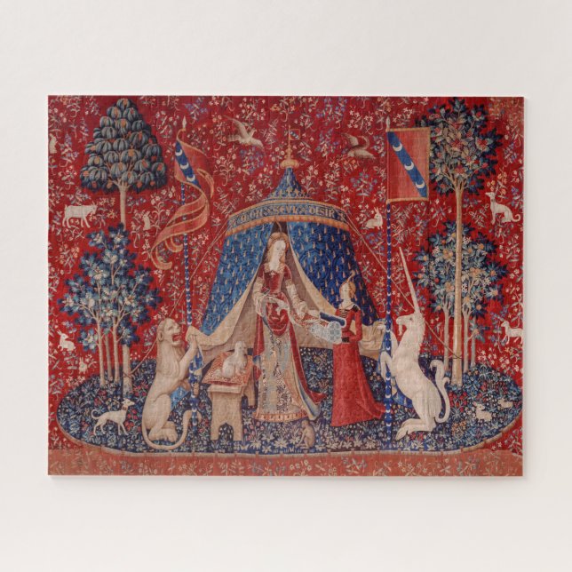 Lady and Unicorn Mittelalterliche Tapestry - Blick (Horizontal)
