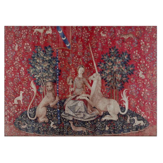 Lady and Unicorn Mittelalterliche Tapestry - Blick Schneidebrett (Vorderseite)