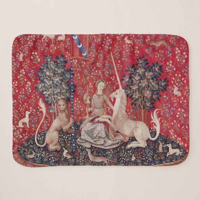 Lady and Unicorn Mittelalterliche Tapestry - Blick Sherpadecke (Vorderseite (Horizontal))