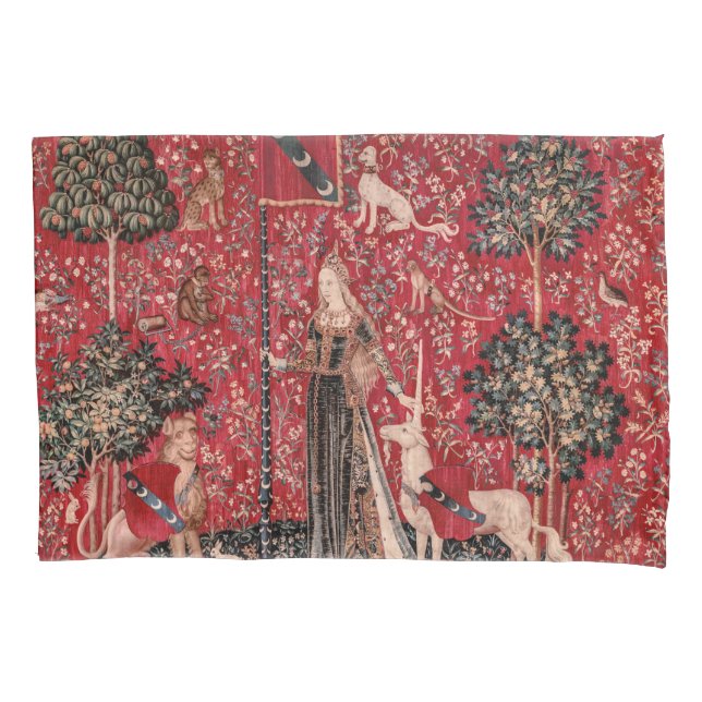 Lady and Unicorn Mittelalterliche Touch Kissenbezug (Vorderseite)