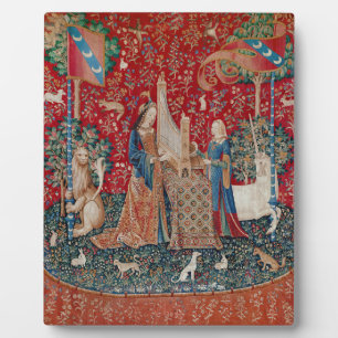 Lady and Unicorn Mittelalterliches Bandgebärden Fotoplatte