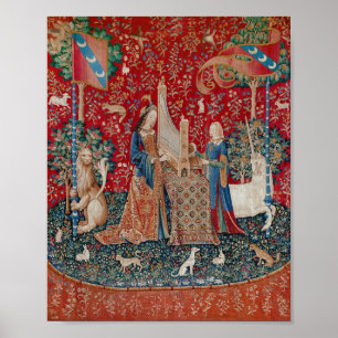 Lady and Unicorn Mittelalterliches Bandgebärden Poster