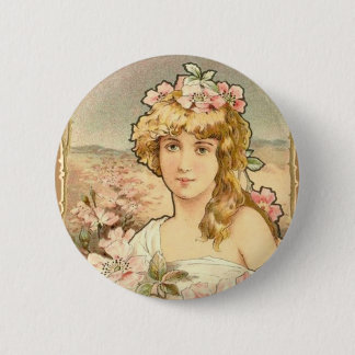 Lady Art Deco Button