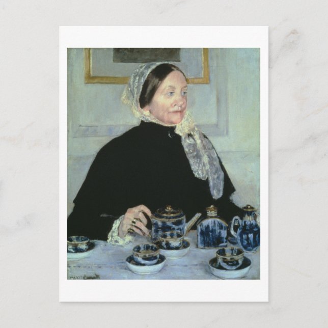 Lady at the Tea Table, 1885 (Öl auf Leinwand) Postkarte (Vorderseite)