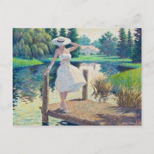 Lady auf dem Dock Postkarte