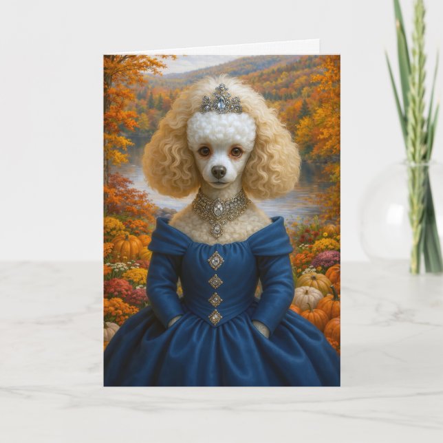 Lady Autumn , Poodle Blank Card Karte (Vorderseite)