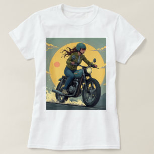 Lady Biker auf der Straße T-Shirt