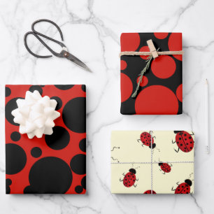 Lady Bird Theme Wrapping Paper Flat Sheet Set 3 Geschenkpapier Set
