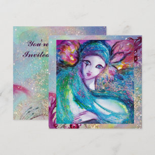 LADY BLUE MASK Elegantes Venezianisches Masquerade Einladung