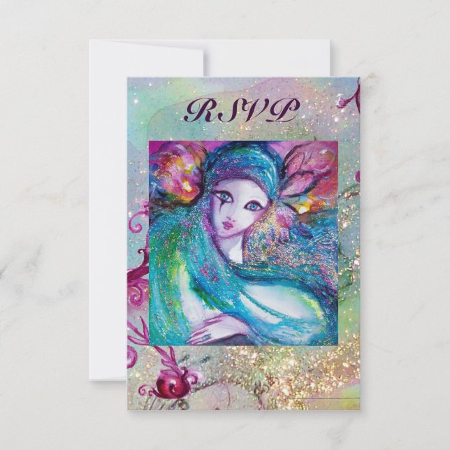 LADY BLUE MASK Floral Swirls Masquerade Party Rsvp (Devant)