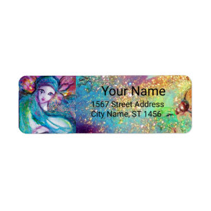 LADY BLUE MASK Pink Green Gold Floral Glitzern
