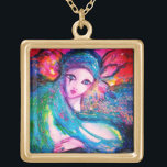 LADY BLUE MASK Venezianisch Masquerade Gold Vergoldete Kette<br><div class="desc">Farbenfrohe,  skurrile,  einzigartige,  künstlerische Aquarellmalerei in leuchtend aquablau,  grün,  aquamarin,  pink,  fuchsia,  weiß,  funkelnd irisierende Farben,  golden und silberne Folie,  inspiriert vom Karneval von Venedig.2009.</div>
