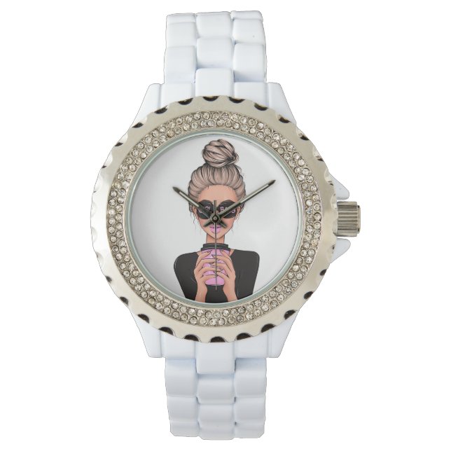 Lady Boss Life, Boss Babe Woman, Girl Boss Sterlin Armbanduhr (Vorderseite)