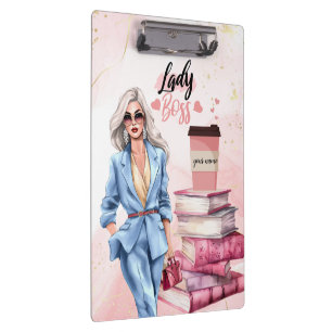 Lady Boss Pink Geschäftsfrau Klemmbrett