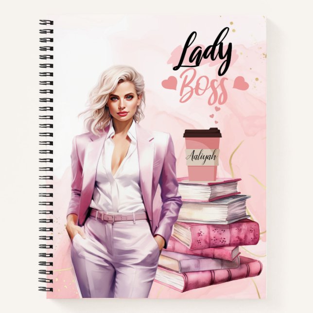Lady Boss Pink Geschäftsfrau Notizbuch (Vorderseite)