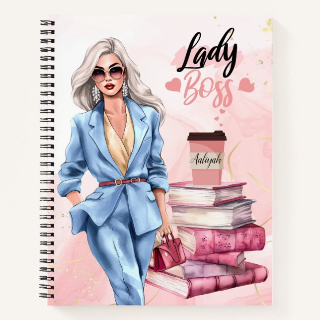 Lady Boss Pink Geschäftsfrau Notizbuch (Vorderseite)