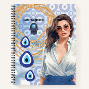 Lady Boss Türkisches böse Auge, viel Glück Busines Notizbuch