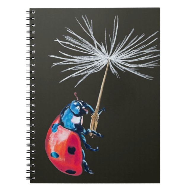 Lady Bug and Dandelion Seed Spiralband Notizblock (Vorderseite)